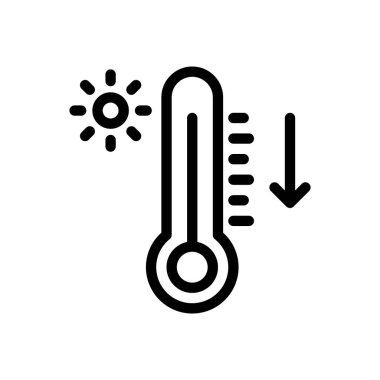 Şeffaf bir arkaplanda sıcaklık vektör çizimi. Konsept ve grafik tasarım için ince çizgi simgesi..