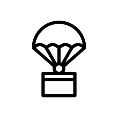 Şeffaf bir arkaplanda paraşüt vektör çizimi. Konsept ve grafik tasarımı için ince çizgi simgesi.. 