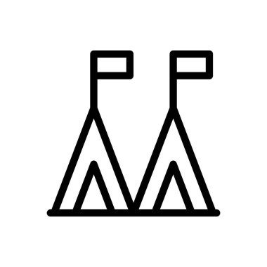 Şeffaf bir arkaplan üzerinde kamp vektör çizimi. Premium kalite semboller. Konsept ve grafik tasarım için ince çizgi simgesi.