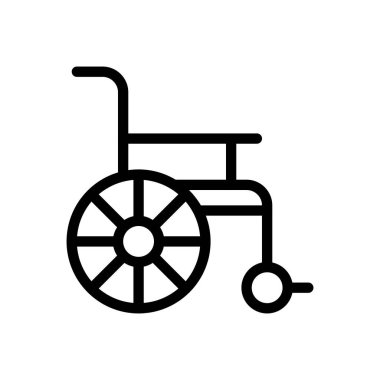 Saydam bir arkaplan üzerinde tekerlekli sandalye vektör çizimi. Konsept ve grafik tasarım için ince çizgi simgesi..