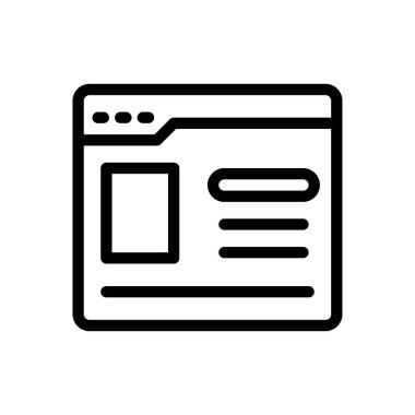Saydam bir arkaplan üzerinde web sayfası vektör illüstrasyonu. Konsept ve grafik tasarımı için ince çizgi simgesi..