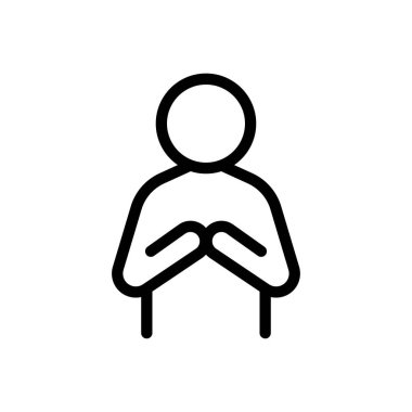 Şeffaf bir arkaplanda namaste vektör çizimi. Konsept ve grafik tasarım için ince çizgi simgesi..