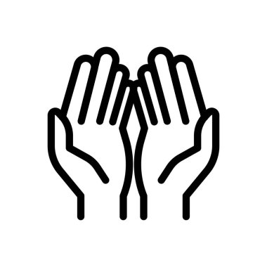 Şeffaf bir arkaplanda vektör illüstrasyonuna dua edin. Premium kalite semboller. Konsept ve grafik tasarım için ince çizgi simgesi. 