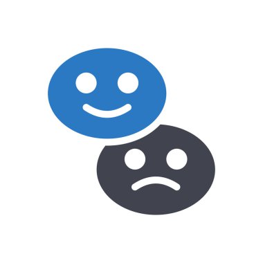 Happy sad vector illustration on a transparent background.Premium quality symbols.Glyphs icon for concept and graphic design.