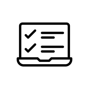 Şeffaf bir arkaplanda dizüstü bilgisayar vektör çizimi. Premium kalite semboller. Konsept ve grafik tasarım için ince çizgi simgesi.