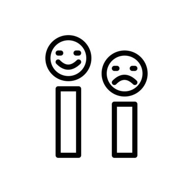 Şeffaf bir arkaplanda mutlu üzgün vektör çizimleri. Konsept ve grafik tasarım için ince çizgi simgesi..