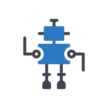 Şeffaf bir arkaplan üzerinde robot vektör çizimi. Konsept ve grafik tasarım simgeleri için kaliteli semboller..