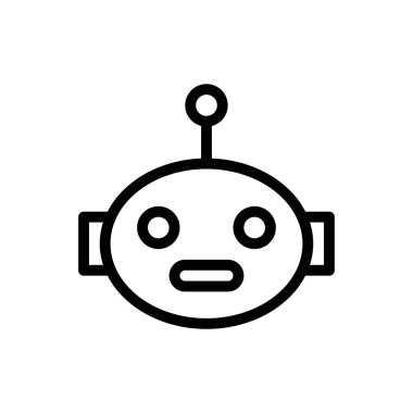 Şeffaf bir arkaplanda robot vektör çizimi. Premium kalite semboller. Konsept ve grafik tasarım için ince çizgi simgesi.