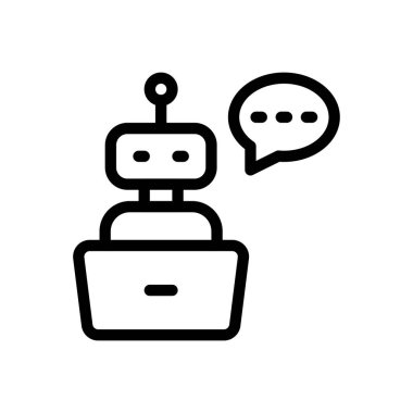 Şeffaf bir arkaplanda robot vektör çizimi. Premium kalite semboller. Konsept ve grafik tasarım için ince çizgi simgesi. 