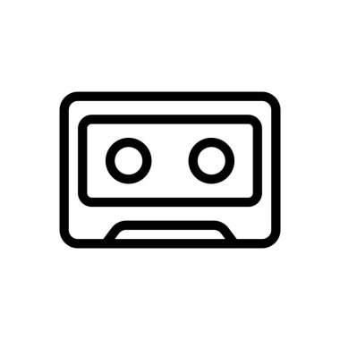 Şeffaf bir arkaplan üzerinde kaset vektör çizimi. Premium kalite semboller. Konsept ve grafik tasarım için ince çizgi simgesi. 