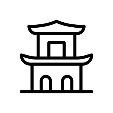 Saydam bir arkaplan üzerinde tapınak vektör çizimi. Premium kalite semboller. Konsept ve grafik tasarım için ince çizgi simgesi. 