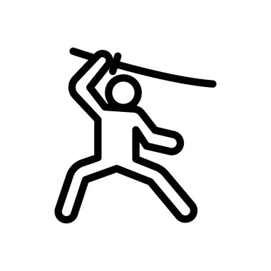 Saydam bir arkaplan üzerinde savaşçı vektör çizimi. Premium kalite semboller. Konsept ve grafik tasarım için ince çizgi simgesi.