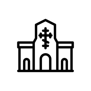 Şeffaf bir arkaplan üzerinde kilise vektör çizimi. Premium kalite semboller. Konsept ve grafik tasarım için ince çizgi simgesi.. 
