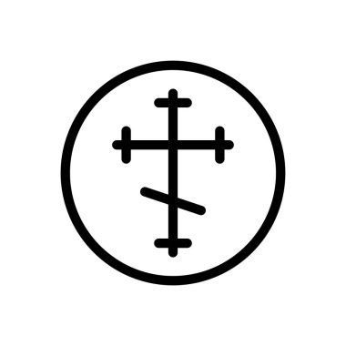 Saydam bir arkaplan üzerinde Bizans vektör çizimi. Konsept ve grafik tasarımı için ince çizgi simgesi..