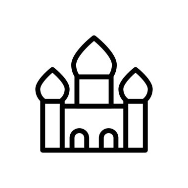 Şeffaf bir arkaplan üzerinde katedral vektör çizimi. Konsept ve grafik tasarımı için ince çizgi simgesi.. 