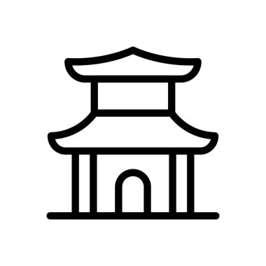 Saydam bir arkaplan üzerinde yakushiji vektör çizimi. Konsept ve grafik tasarımı için ince çizgi simgesi.. 