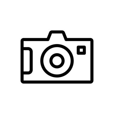 Şeffaf bir arkaplan üzerinde kamera vektör çizimi. Premium kalite semboller. Konsept ve grafik tasarım için ince çizgi simgesi. 