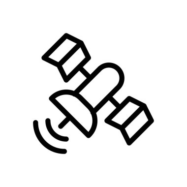 Şeffaf bir arkaplan üzerinde uydu vektör çizimi. Premium kalite semboller. Konsept ve grafik tasarım için ince çizgi simgesi.