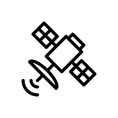 Şeffaf bir arkaplan üzerinde uydu vektör çizimi. Premium kalite semboller. Konsept ve grafik tasarım için ince çizgi simgesi.