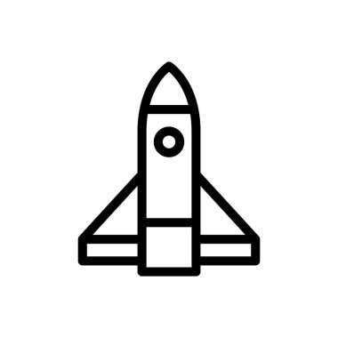 Saydam bir arkaplan üzerinde uzay gemisi vektör çizimi. Premium kalite sembolleri. Konsept ve grafik tasarım için ince çizgi simgesi.