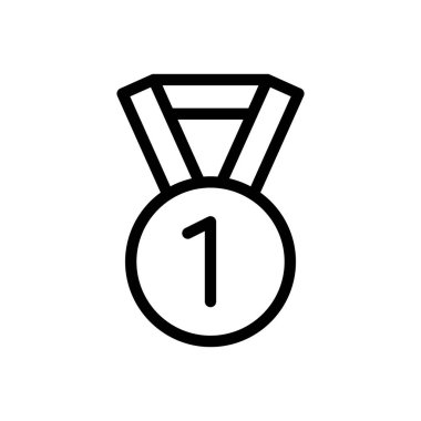 Şeffaf bir arkaplanda madalya vektörü çizimi. Konsept ve grafik tasarım için ince çizgi simgesi.. 