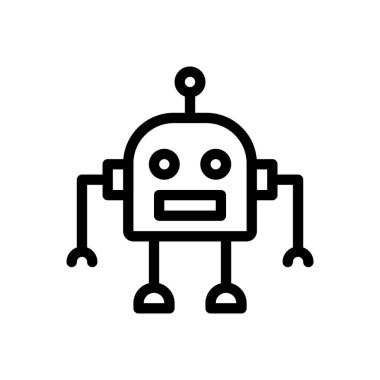 Şeffaf bir arkaplanda robot vektör çizimi. Premium kalite semboller. Konsept ve grafik tasarım için ince çizgi simgesi.