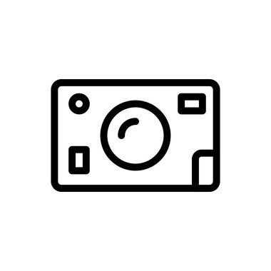 Şeffaf bir arkaplan üzerinde kamera vektör çizimi. Premium kalite semboller. Konsept ve grafik tasarım için ince çizgi simgesi. 