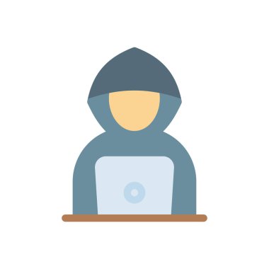 Saydam bir arkaplan üzerinde hacker vektör illüstrasyonu. Konsept ve grafik tasarımı için premium kalite simgeleri..