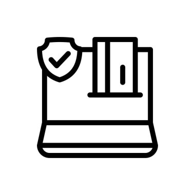 Şeffaf bir arkaplanda dizüstü bilgisayar vektör çizimi. Premium kalite semboller. Konsept ve grafik tasarım için ince çizgi simgesi.