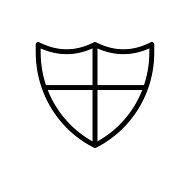 Saydam bir arkaplanda kalkan vektör çizimi. Premium kalite semboller. Konsept ve grafik tasarım için ince çizgi simgesi. 