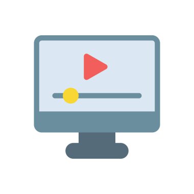 Saydam bir arkaplan üzerinde video vektör illüstrasyonu. Konsept ve grafik tasarım için kaliteli simgeler..