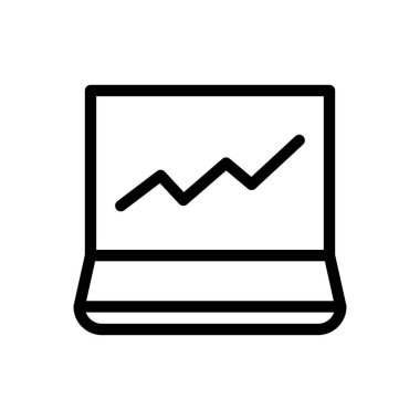 Şeffaf bir arkaplanda dizüstü bilgisayar vektör çizimi. Premium kalite semboller. Konsept ve grafik tasarım için ince çizgi simgesi. 