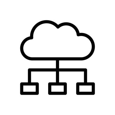 Şeffaf bir arkaplanda bulut vektör çizimi. Konsept ve grafik tasarımı için ince çizgi simgesi.. 