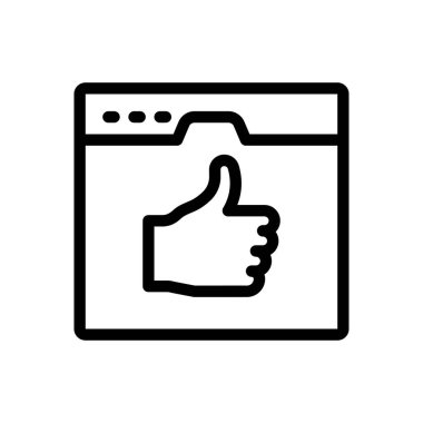 Saydam bir arkaplan üzerinde web sayfası vektör illüstrasyonu. Konsept ve grafik tasarımı için ince çizgi simgesi..