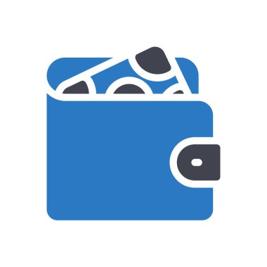 Saydam bir arkaplanda cüzdan vektör illüstrasyonu. Konsept ve grafik tasarım için kaliteli semboller.. 