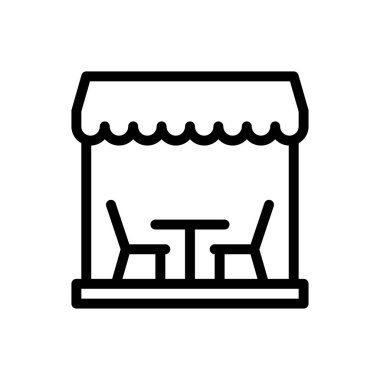 Şeffaf bir arkaplanda kafe vektör çizimi. Konsept ve grafik tasarım için ince çizgi simgesi..