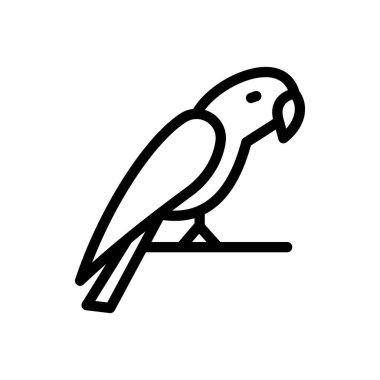 Saydam bir arkaplan üzerinde papağan vektör çizimi. Premium kalite semboller. Konsept ve grafik tasarım için ince çizgi simgesi. 