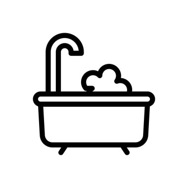 Şeffaf bir arkaplan üzerinde banyo vektörü çizimi. Konsept ve grafik tasarım için ince çizgi simgesi..