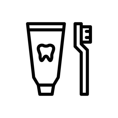 Şeffaf bir arkaplanda diş macunu vektör çizimi. Konsept ve grafik tasarımı için ince çizgi simgesi.. 