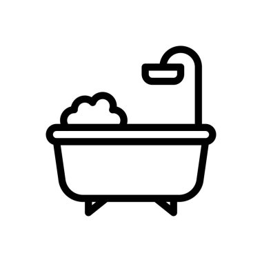 Şeffaf bir arkaplan üzerinde banyo vektörü çizimi. Konsept ve grafik tasarım için ince çizgi simgesi..