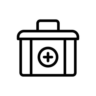 Şeffaf bir arkaplan üzerinde yardım kiti vektör çizimi. Konsept ve grafik tasarım için ince çizgi simgesi.. 