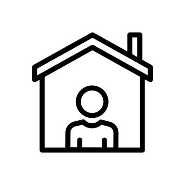 Şeffaf bir arkaplanda evde vektör illüstrasyonunda kalın. Premium kalite sembolleri. Konsept ve grafik tasarım için ince çizgi simgesi.