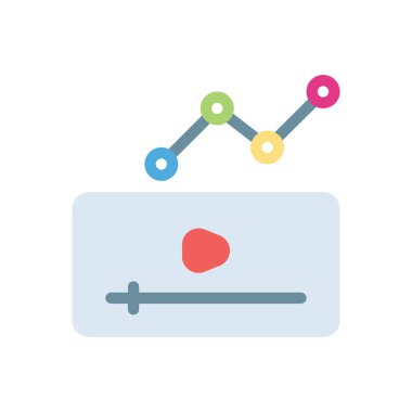 Saydam bir arkaplan üzerinde video vektör illüstrasyonu. Konsept ve grafik tasarım için kaliteli simgeler..