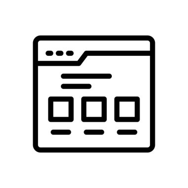 Saydam bir arkaplan üzerinde web sayfası vektör illüstrasyonu. Konsept ve grafik tasarımı için ince çizgi simgesi.. 