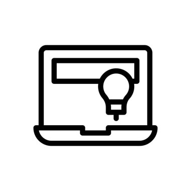 Şeffaf bir arkaplanda ampul vektör çizimi. Konsept ve grafik tasarım için ince çizgi simgesi..