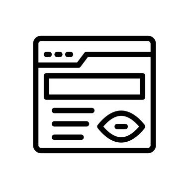 Saydam bir arkaplan üzerinde web sayfası vektör illüstrasyonu. Konsept ve grafik tasarımı için ince çizgi simgesi..