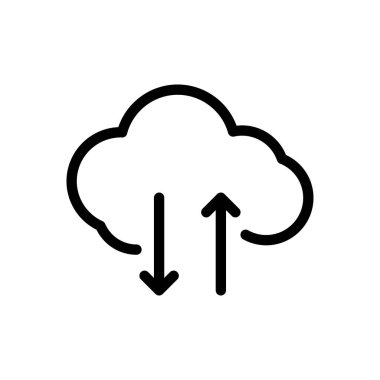 Şeffaf bir arkaplanda bulut vektör çizimi. Konsept ve grafik tasarımı için ince çizgi simgesi.. 