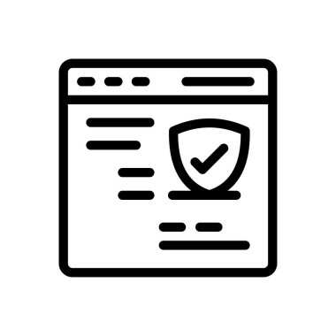 Saydam bir arkaplan üzerinde web sayfası vektör illüstrasyonu. Konsept ve grafik tasarımı için ince çizgi simgesi..