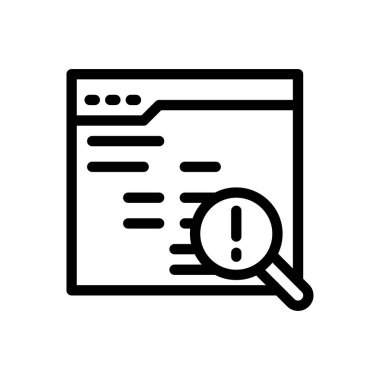 Saydam bir arkaplan üzerinde web sayfası vektör illüstrasyonu. Konsept ve grafik tasarımı için ince çizgi simgesi..