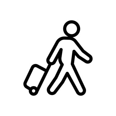 Şeffaf bir arkaplanda bavul vektör çizimi. Konsept ve grafik tasarım için ince çizgi simgesi.. 